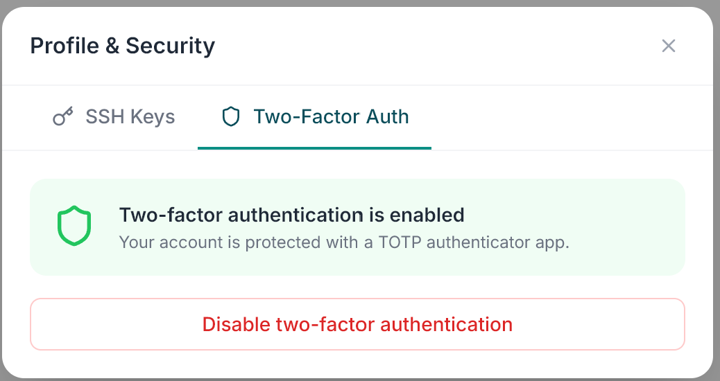 EidoVault two-factor authentication setting