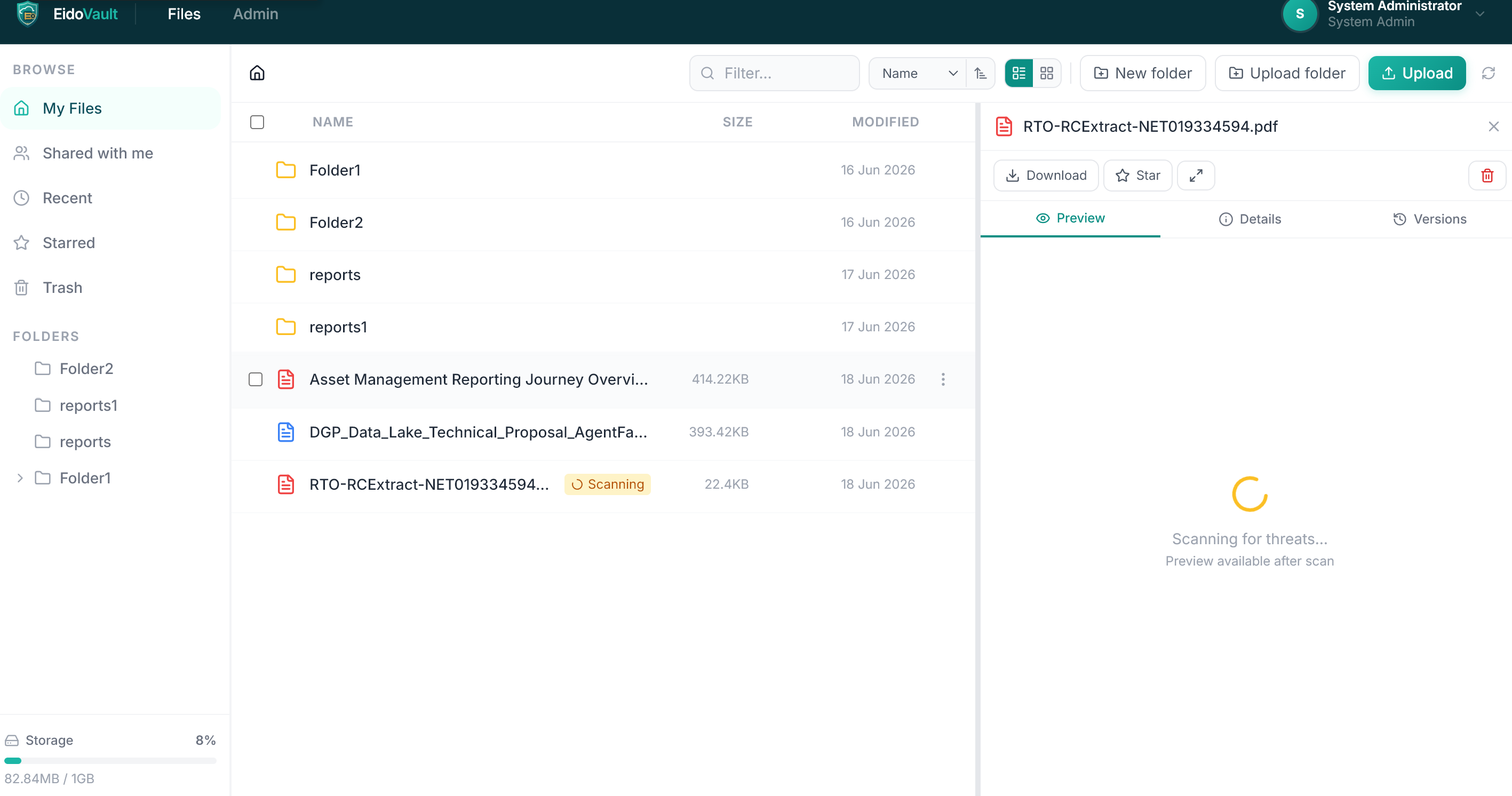 EidoVault malware scanning state